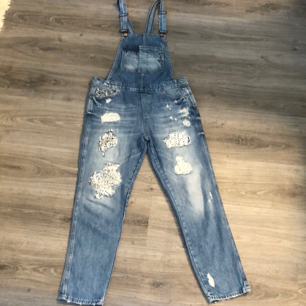 Zara Light Blue Women Jeans Overalls - Picture 2 of 13